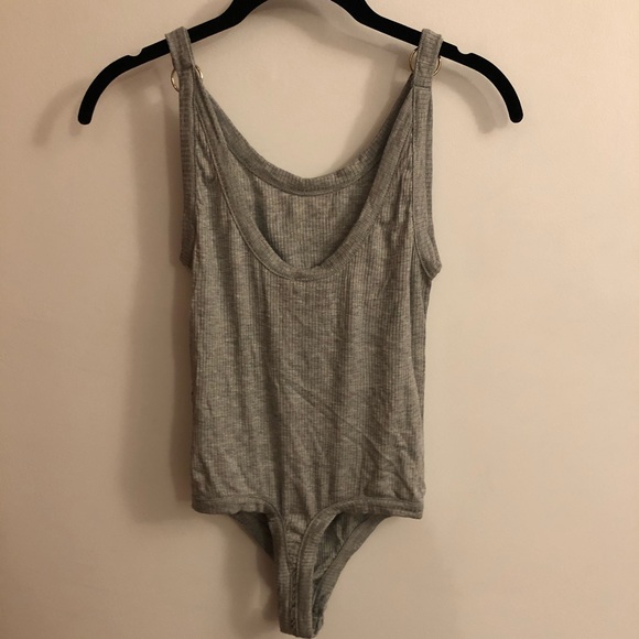 Free People Gray Ribbed O Ring Soft Bodysuit - Picture 6 of 8